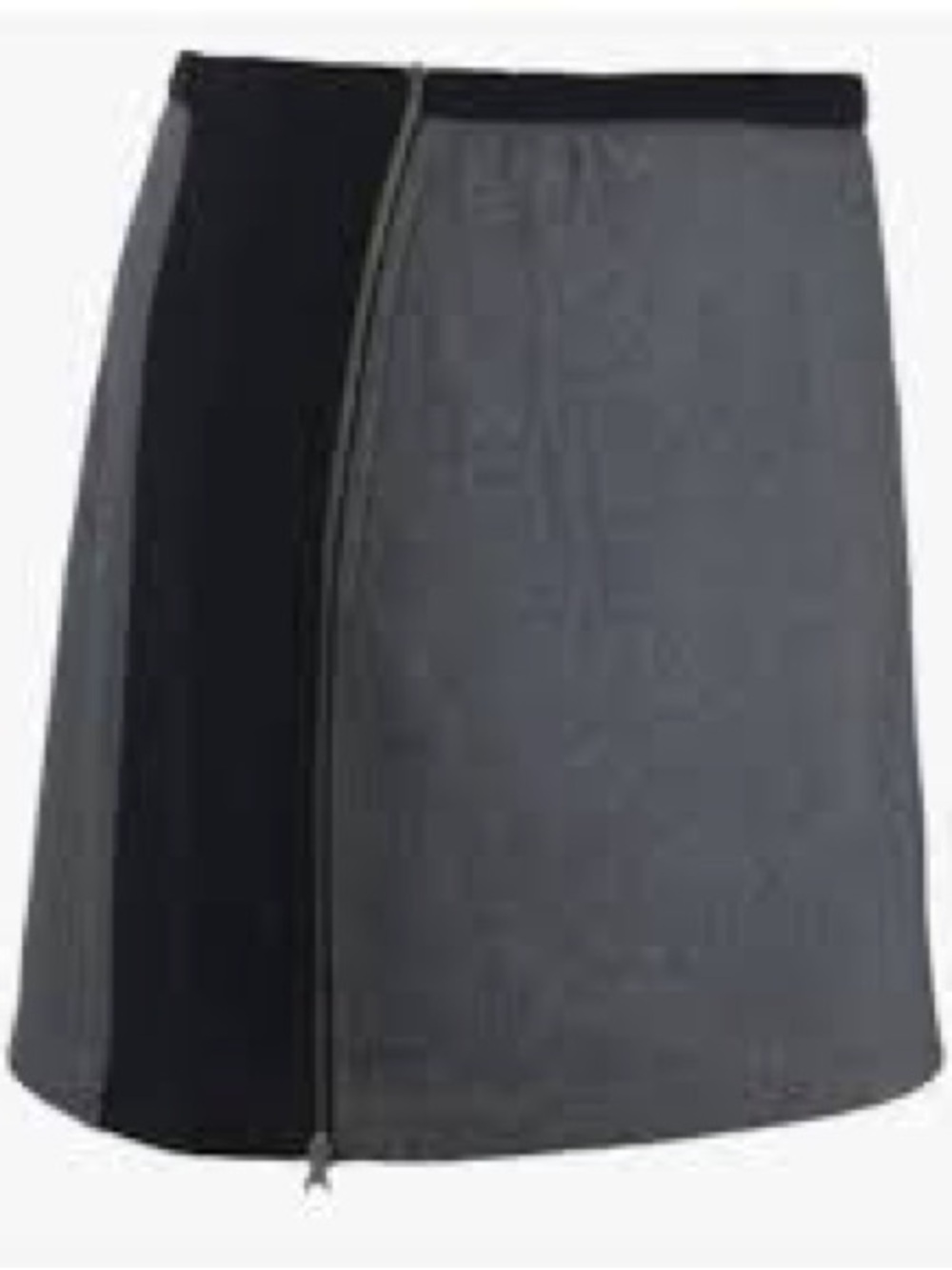 SKHOOP Black Gray Wool Blend Mini Skirt Zipper L Casual Two Tone